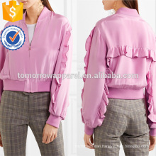 Hot Sale Purple Polyester Ruffled Long Sleeve Spring Jacket Manufacture Wholesale Fashion Women Apparel (TA0007J)